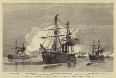 Alexandria, Panzerschiffe, die an der Bombardierung teilnahmen, 11. Juli